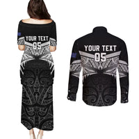 Custom New Zealand Cricket Couples Matching Puletasi and Long Sleeve Button Shirt Go Champions World Cup 2024 With Maori Pattern LT05 - Polynesian Pride