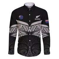 Custom New Zealand Cricket Family Matching Long Sleeve Bodycon Dress and Hawaiian Shirt Go Champions World Cup 2024 With Maori Pattern LT05 Dad's Shirt - Long Sleeve Black - Polynesian Pride