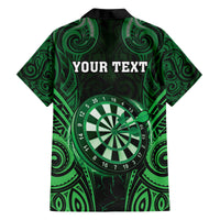 Personalised New Zealand Darts Family Matching Long Sleeve Bodycon Dress and Hawaiian Shirt Green Dart Board Maori Pattern