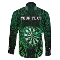 Personalised New Zealand Darts Family Matching Mermaid Dress and Hawaiian Shirt Green Dart Board Maori Pattern