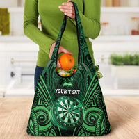New Zealand Darts Personalised Grocery Bag Green Dart Board Maori Pattern