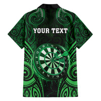 Personalised New Zealand Darts Hawaiian Shirt Green Dart Board Maori Pattern