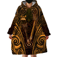 Personalised New Zealand Darts Wearable Blanket Hoodie Gold Dart Board Maori Pattern