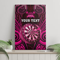 Personalised New Zealand Darts Canvas Wall Art Pink Dart Board Maori Pattern