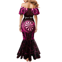 Personalised New Zealand Darts Mermaid Dress Pink Dart Board Maori Pattern LT05 - Polynesian Pride