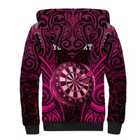 Personalised New Zealand Darts Sherpa Hoodie Pink Dart Board Maori Pattern LT05 - Polynesian Pride