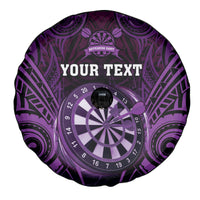Personalised New Zealand Darts Spare Tire Cover Purple Dart Board Maori Pattern