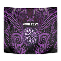 Personalised New Zealand Darts Tapestry Purple Dart Board Maori Pattern