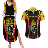 Custom Papua New Guinea Cricket Couples Matching Summer Maxi Dress and Hawaiian Shirt 2024 World Cup