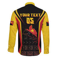 Custom Papua New Guinea Cricket Family Matching Off The Shoulder Long Sleeve Dress and Hawaiian Shirt 2024 World Cup