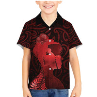 Aotearoa Mana Wahine Family Matching Mermaid Dress and Hawaiian Shirt The Spiritual Power Of Women LT05 Son's Shirt Red - Polynesian Pride