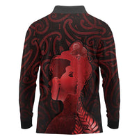 Aotearoa Mana Wahine Long Sleeve Polo Shirt The Spiritual Power Of Women LT05 - Polynesian Pride