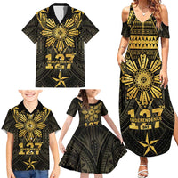 Personalised Philippines Independence Day Family Matching Summer Maxi Dress and Hawaiian Shirt Filipinos Sun Star Tribal