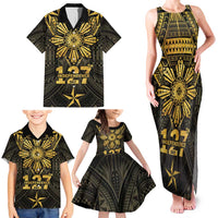 Personalised Philippines Independence Day Family Matching Tank Maxi Dress and Hawaiian Shirt Filipinos Sun Star Tribal