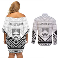 Personalised Kiribati Gospel Day Couples Matching Off Shoulder Short Dress and Long Sleeve Button Shirt Coat Of Arms Polynesian Pattern LT05 - Polynesian Pride