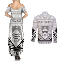 Personalised Kiribati Gospel Day Couples Matching Summer Maxi Dress and Long Sleeve Button Shirt Coat Of Arms Polynesian Pattern LT05 - Polynesian Pride