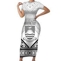 Personalised Kiribati Gospel Day Family Matching Short Sleeve Bodycon Dress and Hawaiian Shirt Coat Of Arms Polynesian Pattern
