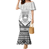 Personalised Kiribati Gospel Day Mermaid Dress Coat Of Arms Polynesian Pattern LT05 Women White - Polynesian Pride