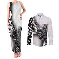 Solomon Islands Nguzunguzu Couples Matching Tank Maxi Dress and Long Sleeve Button Shirt Polynesian Tribal Pattern