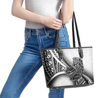 Solomon Islands Nguzunguzu Leather Tote Bag Polynesian Tribal Pattern LT05 - Polynesian Pride