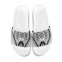 Philippines Batok Tribal Inspired Tattoo White Slide Sandals LT05 White - Polynesian Pride