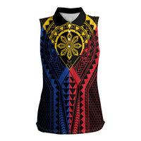 Philippines Batok Tribal Inspired Tattoo Women Sleeveless Polo Shirt LT05 Female Multicolor - Polynesian Pride