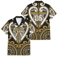 Custom Aotearoa Ngai Te Rangi Family Matching Off Shoulder Maxi Dress and Hawaiian Shirt Maori Tribal Pattern LT05 Dad's Shirt - Short Sleeve Gold - Polynesian Pride