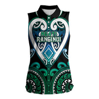Custom Aotearoa Ngati Ranginui Women Sleeveless Polo Shirt Maori Tribal Pattern LT05 Female Cyan - Polynesian Pride