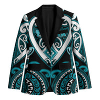 Custom Aotearoa Tapuika Blazer Maori Tribal Pattern LT05 Unisex Teal - Polynesian Pride