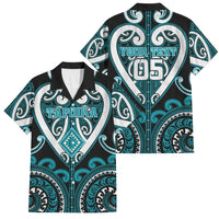 Custom Aotearoa Tapuika Family Matching Summer Maxi Dress and Hawaiian Shirt Maori Tribal Pattern LT05 Dad's Shirt - Short Sleeve Teal - Polynesian Pride