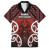 Personalised Aotearoa Mana Motuhake Family Matching Long Sleeve Bodycon Dress and Hawaiian Shirt Poutama With Maori Pattern LT05 Dad's Shirt - Short Sleeve Red - Polynesian Pride
