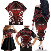 Personalised Aotearoa Mana Motuhake Family Matching Off The Shoulder Long Sleeve Dress and Hawaiian Shirt Poutama With Maori Pattern - Polynesian Pride