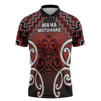 Personalised Aotearoa Mana Motuhake Zipper Polo Shirt Poutama With Maori Pattern - Polynesian Pride