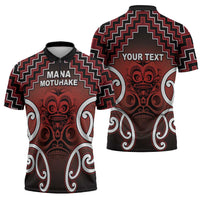 Personalised Aotearoa Mana Motuhake Zipper Polo Shirt Poutama With Maori Pattern - Polynesian Pride