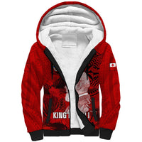 Tonga King Tupou I Day Sherpa Hoodie Tropical Flowers With Ngatu Pattern LT05 Unisex Red - Polynesian Pride