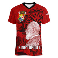 tonga-king-tupou-i-day-women-v-neck-t-shirt-tropical-flowers-with-ngatu-pattern