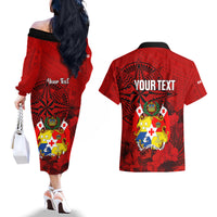 personalized-tonga-king-tupou-i-day-couples-matching-off-the-shoulder-long-sleeve-dress-and-hawaiian-shirt-tropical-flowers-with-ngatu-pattern