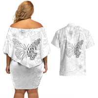 Lung Cancer Awareness Couples Matching Off Shoulder Short Dress and Hawaiian Shirt Never Give Up Polynesian Style LT05 - Polynesian Pride