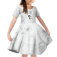 Lung Cancer Awareness Family Matching Long Sleeve Bodycon Dress and Hawaiian Shirt Never Give Up Polynesian Style LT05 Daughter's Dress White - Polynesian Pride