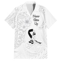 Lung Cancer Awareness Family Matching Short Sleeve Bodycon Dress and Hawaiian Shirt Never Give Up Polynesian Style LT05 Dad's Shirt - Short Sleeve White - Polynesian Pride