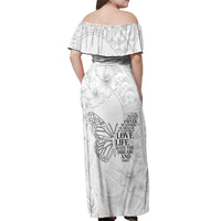 Lung Cancer Awareness Off Shoulder Maxi Dress Never Give Up Polynesian Style LT05 - Polynesian Pride