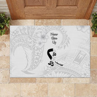 Lung Cancer Awareness Rubber Doormat Never Give Up Polynesian Style LT05 - Polynesian Pride