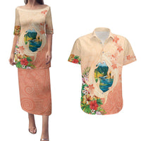 Hawaii Kauai Na Pali Coast Landscape Couples Matching Puletasi and Hawaiian Shirt