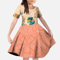 Hawaii Kauai Na Pali Coast Landscape Kid Short Sleeve Dress LT05 KID Peach - Polynesian Pride