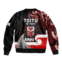 Aotearoa Toitu He Whakaputanga Sleeve Zip Bomber Jacket Toitu Te Tiriti O Waitangi LT05 - Polynesian Pride