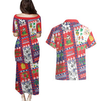 Wallis And Futuna Christmas Couples Matching Puletasi and Hawaiian Shirt Festive Beach Vibes - Polynesian Pride