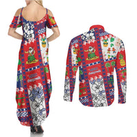 Wallis And Futuna Christmas Couples Matching Summer Maxi Dress and Long Sleeve Button Shirt Festive Beach Vibes - Polynesian Pride