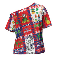 Wallis And Futuna Christmas Cross Shoulder Shirt Festive Beach Vibes - Polynesian Pride