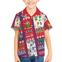 Wallis And Futuna Christmas Family Matching Off The Shoulder Long Sleeve Dress and Hawaiian Shirt Festive Beach Vibes LT05 Son's Shirt Red - Polynesian Pride