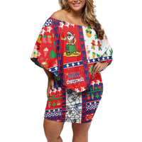 Wallis And Futuna Christmas Family Matching Off Shoulder Short Dress and Hawaiian Shirt Festive Beach Vibes LT05 Mom's Dress Red - Polynesian Pride